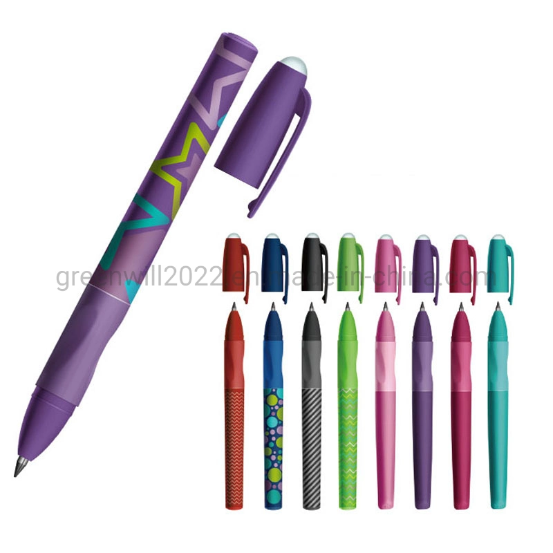Trending Fashion Stationery Hot Sale School Supply Greenwill Removable Refillable Black, Blue, Red, Green, Pink, Purple Rubber Soft Grip Gel Pen (KP18002)