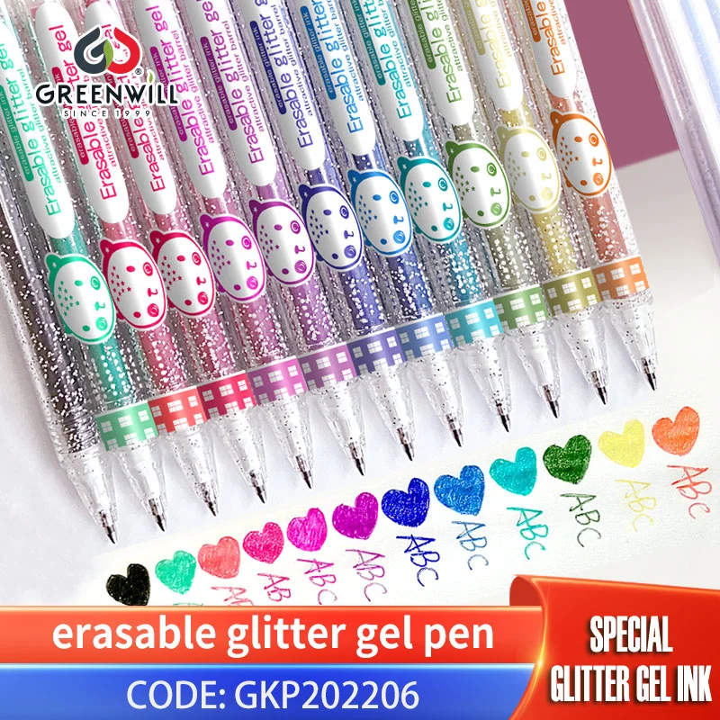 Promotional Greenwill Magic Erasable Heat Sensitive Glitter Gift Gel Pen (GKP202206)