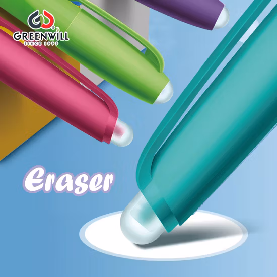 Customized Promotional School Supply Fashion Gel Pen Greenwill Stationery Refillable Erasable Gel Pen (KP18001)